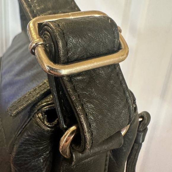 Patchwork Leather Crossbody Bag Purse Black Brown Shoulder Bag - Picture 10 of 10